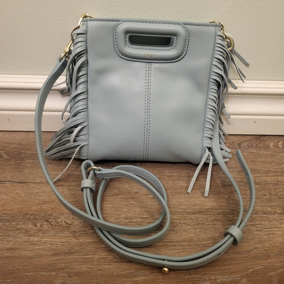Maje Leather Mini M Bag With Extra Chain Strap Celadon (Light Tourquois Blue) - Picture 4 of 13